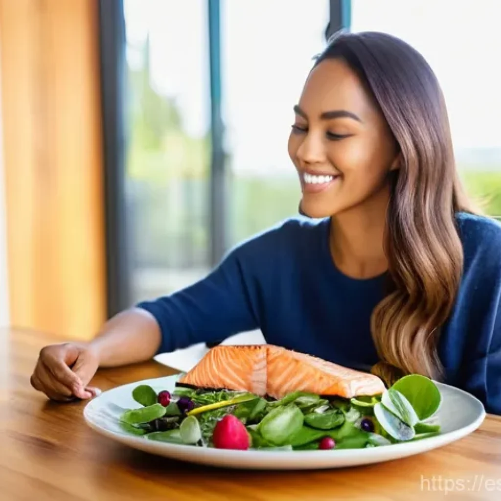 모발 건강을 위한 영양소 섭취 팁 - **A Vibrant, Balanced Meal for Hair Health:**
A bright, high-resolution photograph of a healthy,...
