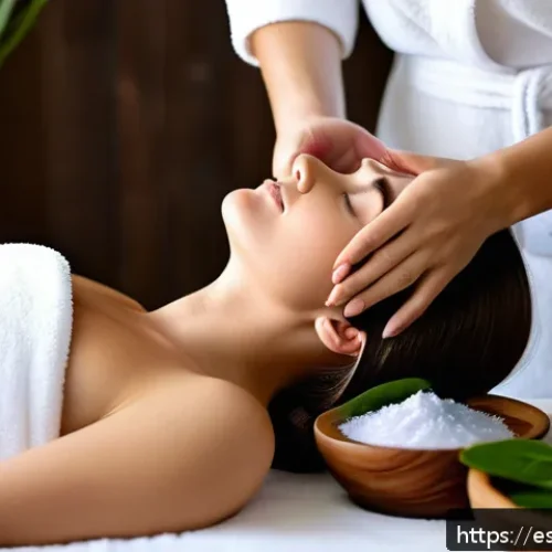 Home 31 모발과 두피 건강을 동시에 챙기는 방법 - A serene and elegant spa setting featuring a young woman with healthy, shiny hair wearing a soft cot...
